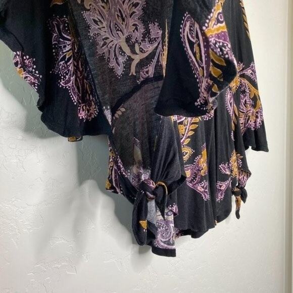 Free People Black Maui Wowie Printed Top XS - Picture 2 of 6